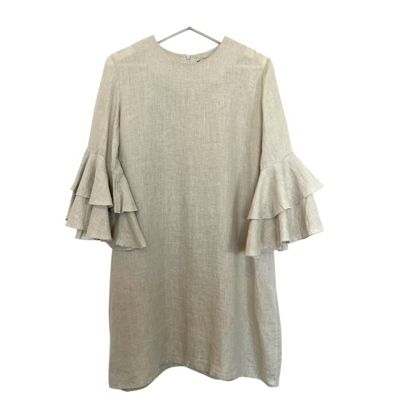 Carla by Rozarancio Ruffled Boho Bell Sleeve Shift Dress Size 8 - Picture 1 of 6